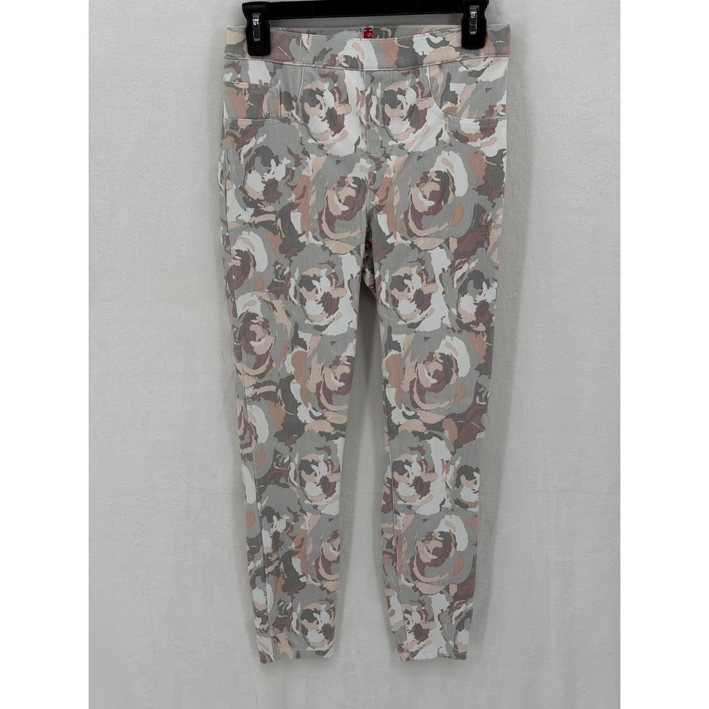 Spanx Leggings Womens Medium Gray Pink Floral Jean-ish Ankle Abstract Slimming